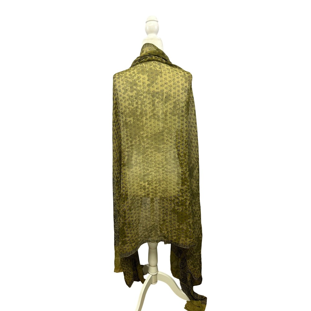 Boho Tribal Unbranded Women OS Olive‎ Green Mixed Geometric Floral Sheer Scarf